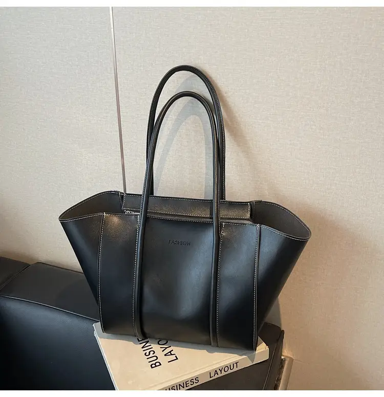 Women's Brown Leather Large Tote Bag with Top Handle β feature 27