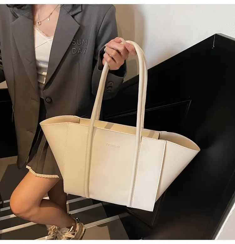 Women's Brown Leather Large Tote Bag with Top Handle β feature 37