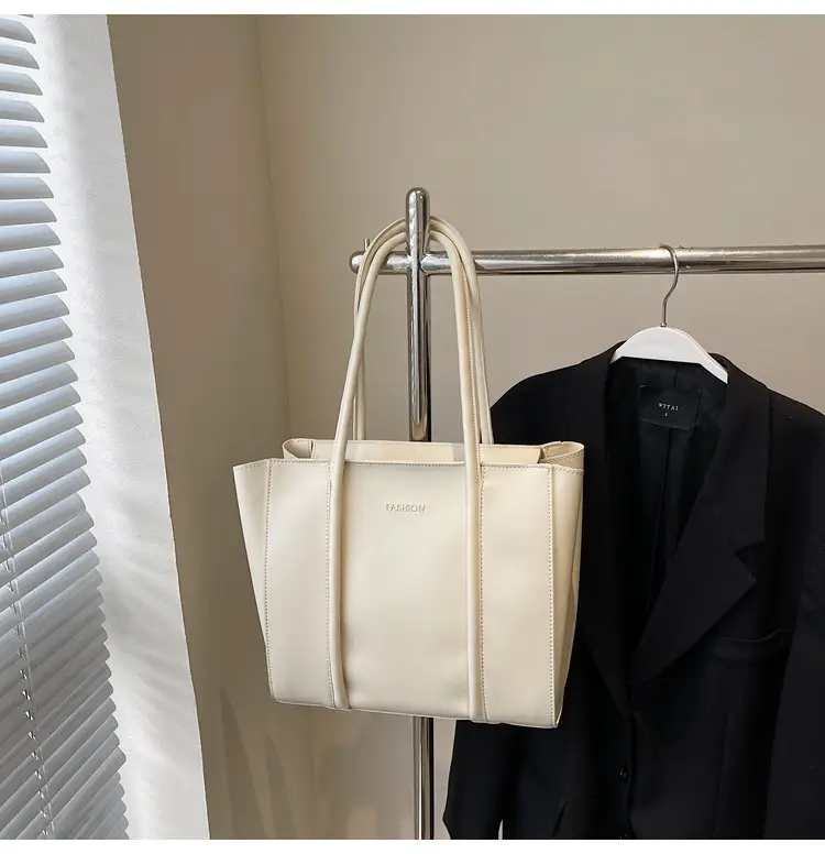 Women's Brown Leather Large Tote Bag with Top Handle β feature 41