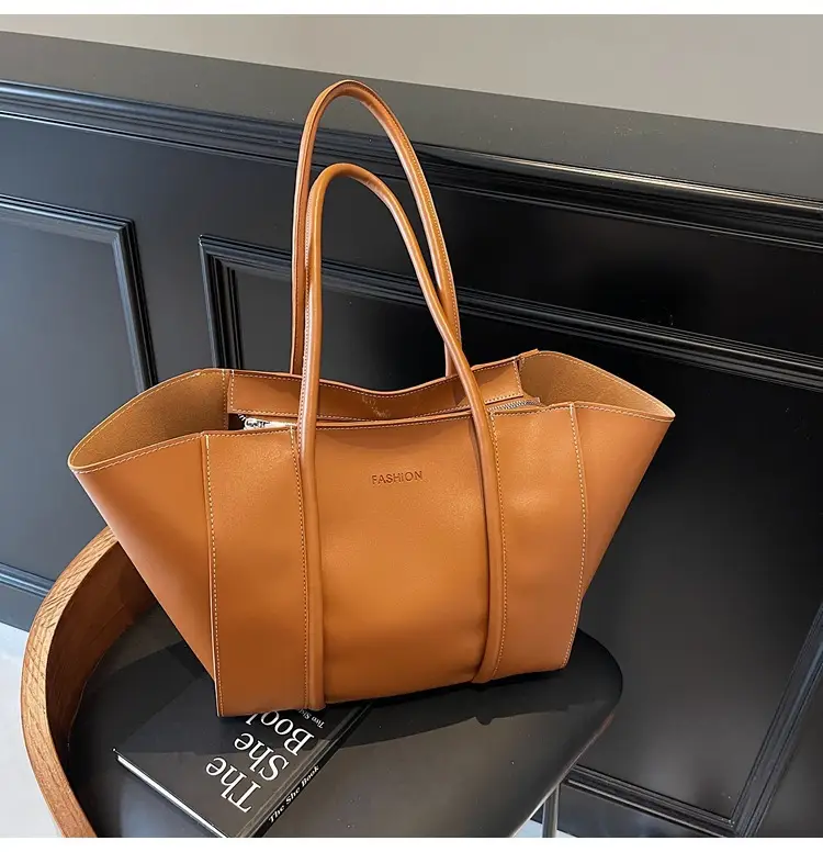 Women's Brown Leather Large Tote Bag with Top Handle β feature 43