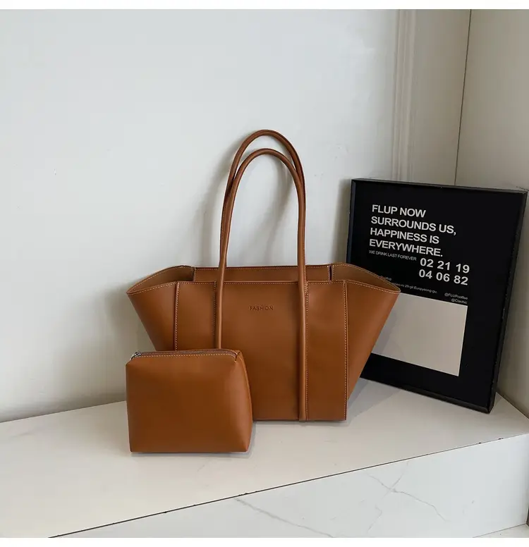 Women's Brown Leather Large Tote Bag with Top Handle β feature 47
