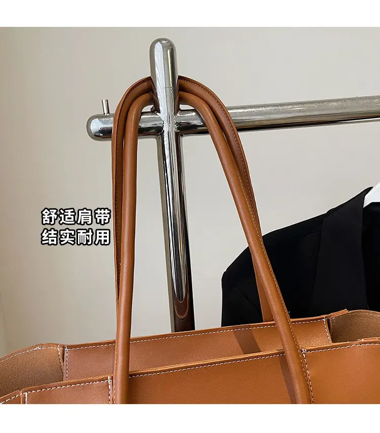 Women's Brown Leather Large Tote Bag with Top Handle β feature 5