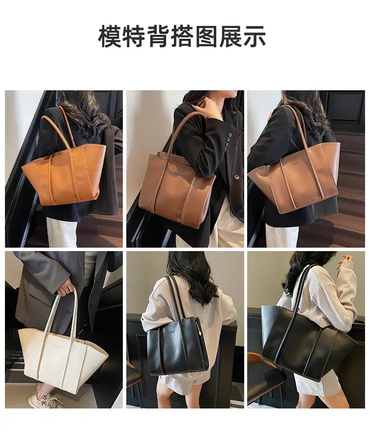 Women's Brown Leather Large Tote Bag with Top Handle β feature 9