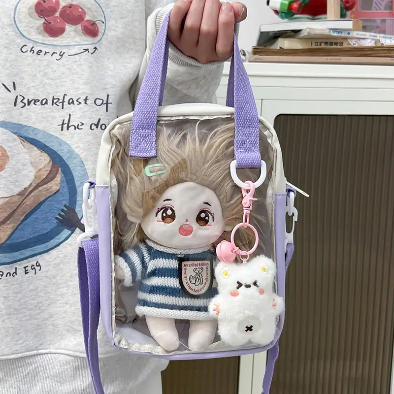 Cute Cartoon Doll Transparent Shoulder Bag for Women