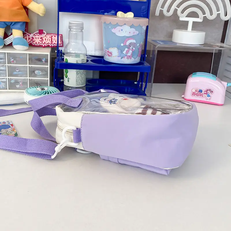 Cute Cartoon Doll Transparent Shoulder Bag for Women
