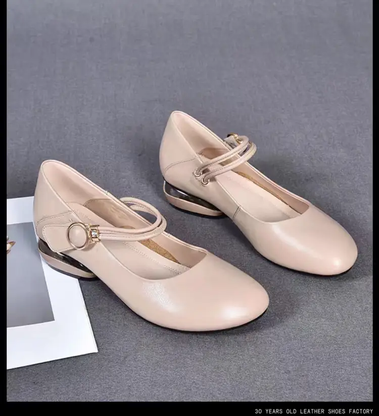 2025 Spring New Shallow Mouth Flat Shoes Women's Soft Leather Soft Bottom Women's Shoes Round toe Peas Shoes Low Heel Small Leather Shoes — feature 11