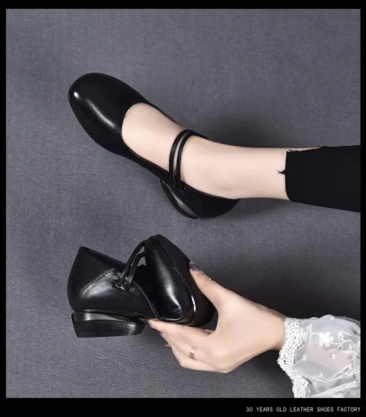 2025 Spring New Shallow Mouth Flat Shoes Women's Soft Leather Soft Bottom Women's Shoes Round toe Peas Shoes Low Heel Small Leather Shoes — feature 13
