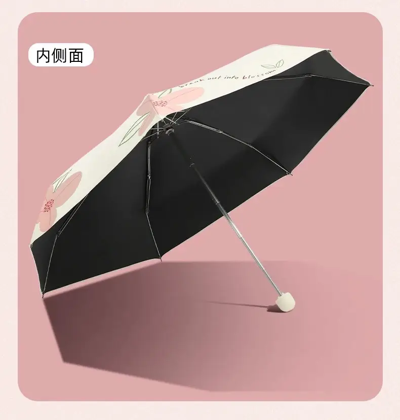 Lightweight Floral Mini Umbrella 50% Foldable Rain Sunscreen — feature 14