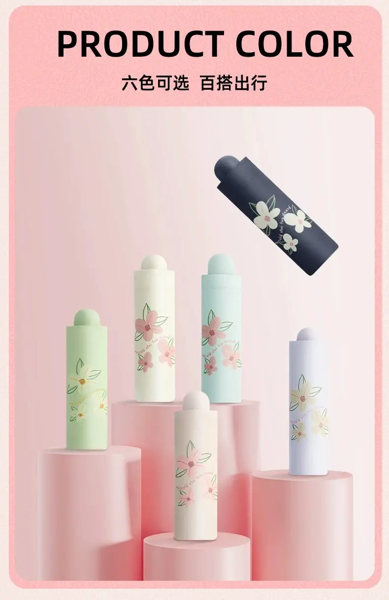 Lightweight Floral Mini Umbrella 50% Foldable Rain Sunscreen — feature 8