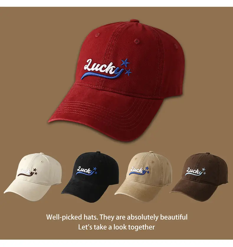 Red Lucky Star Baseball Cap for Boys Girls — feature 38