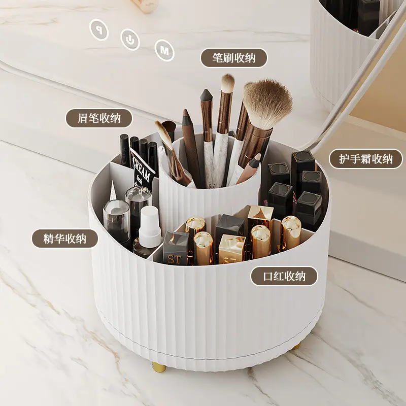 Digital Rotating Cosmetic Storage Cylinder with Pen Holder - Image 12