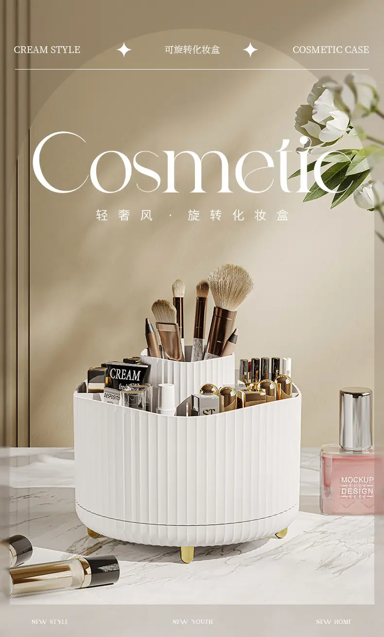 Digital Rotating Cosmetic Storage Cylinder with Pen Holder — feature 1