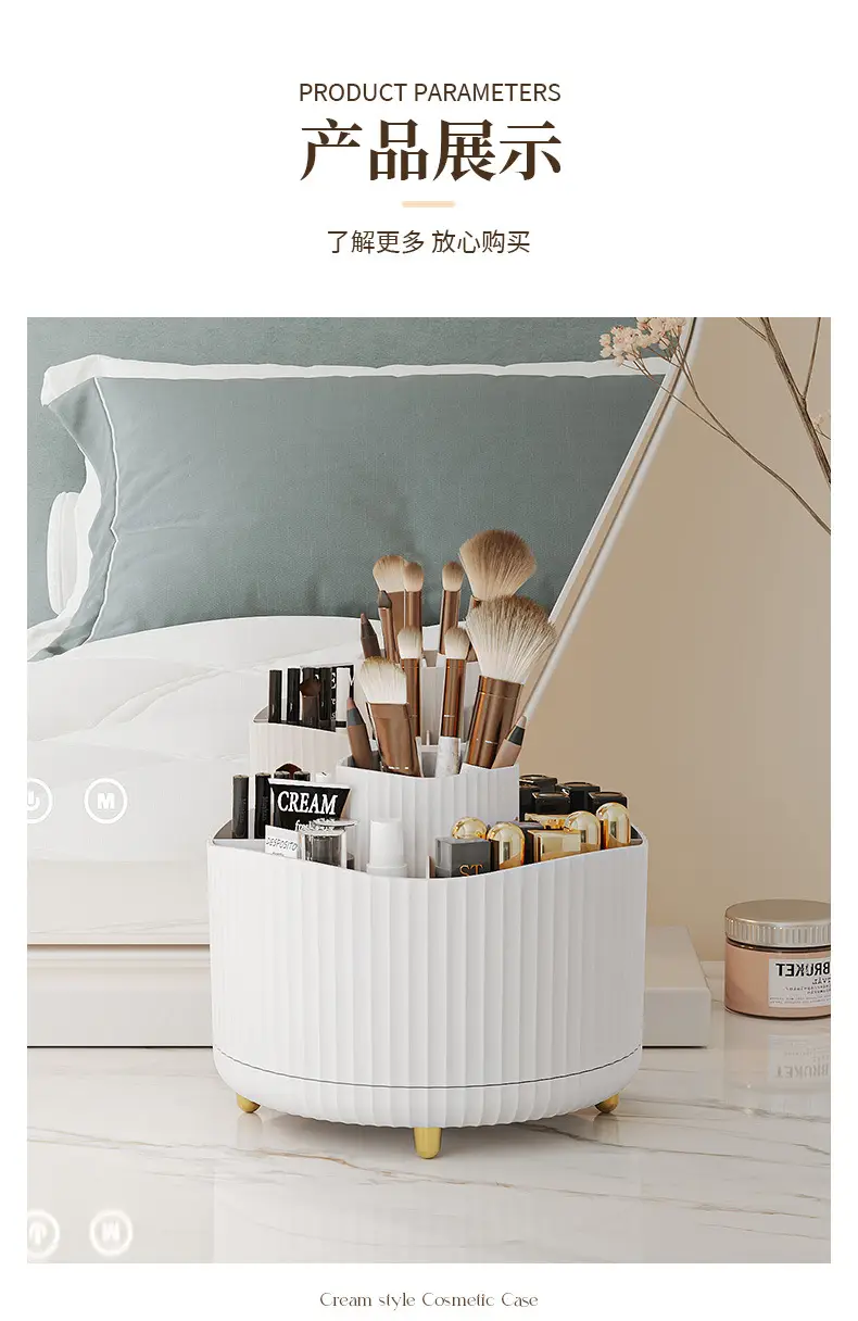 Digital Rotating Cosmetic Storage Cylinder with Pen Holder — feature 13