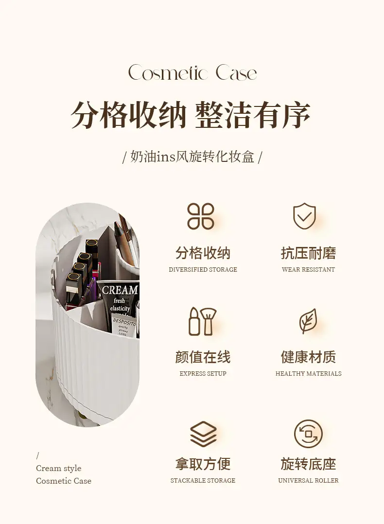 Digital Rotating Cosmetic Storage Cylinder with Pen Holder — feature 2