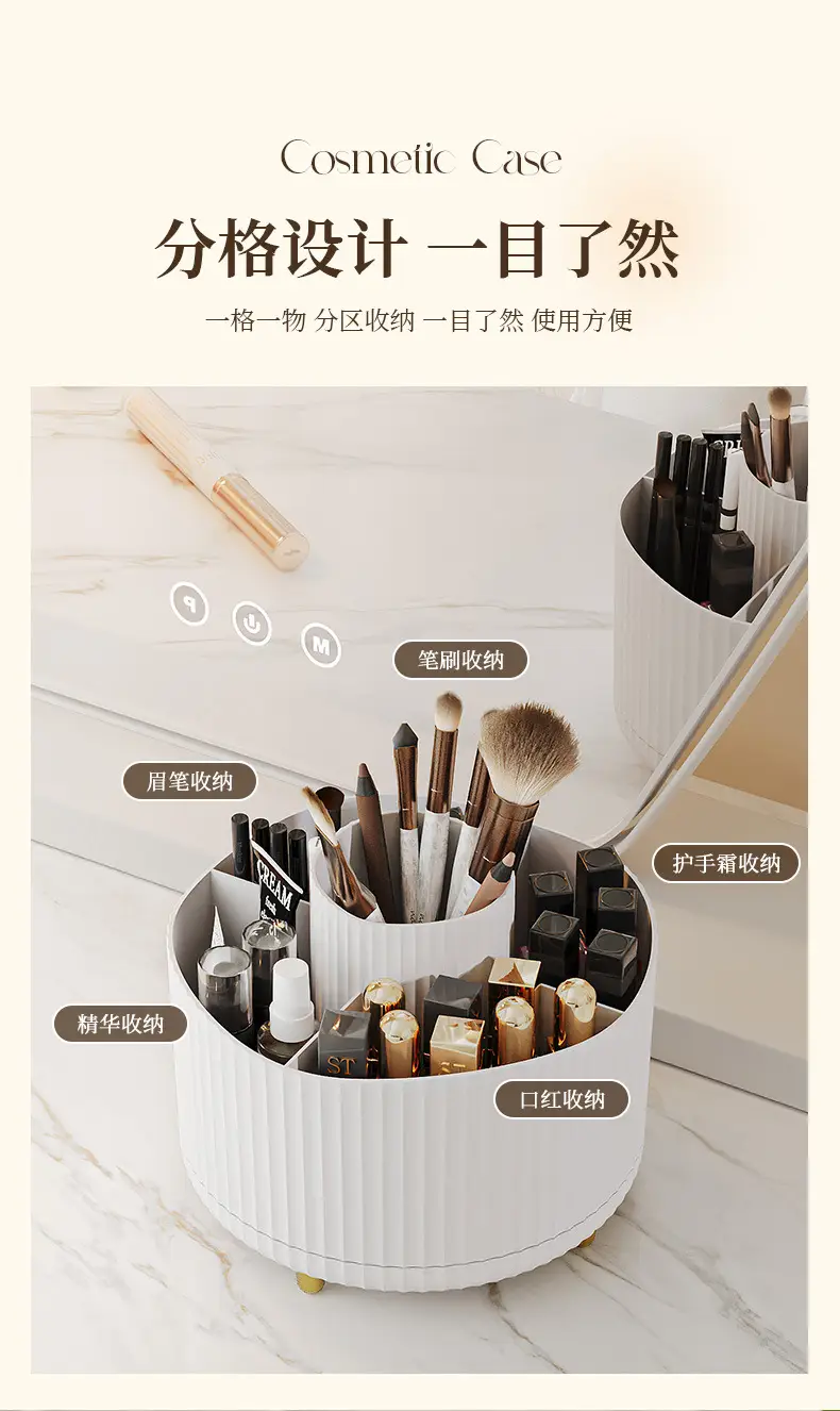 Digital Rotating Cosmetic Storage Cylinder with Pen Holder — feature 5