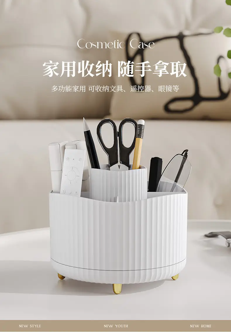 Digital Rotating Cosmetic Storage Cylinder with Pen Holder — feature 6