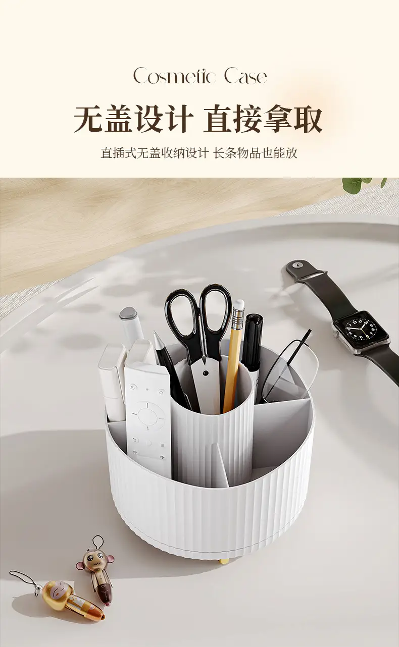 Digital Rotating Cosmetic Storage Cylinder with Pen Holder — feature 7