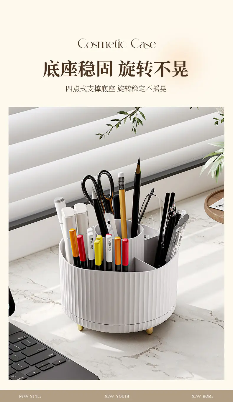Digital Rotating Cosmetic Storage Cylinder with Pen Holder — feature 8