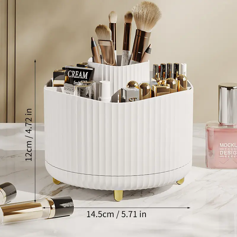Digital Rotating Cosmetic Storage Cylinder with Pen Holder