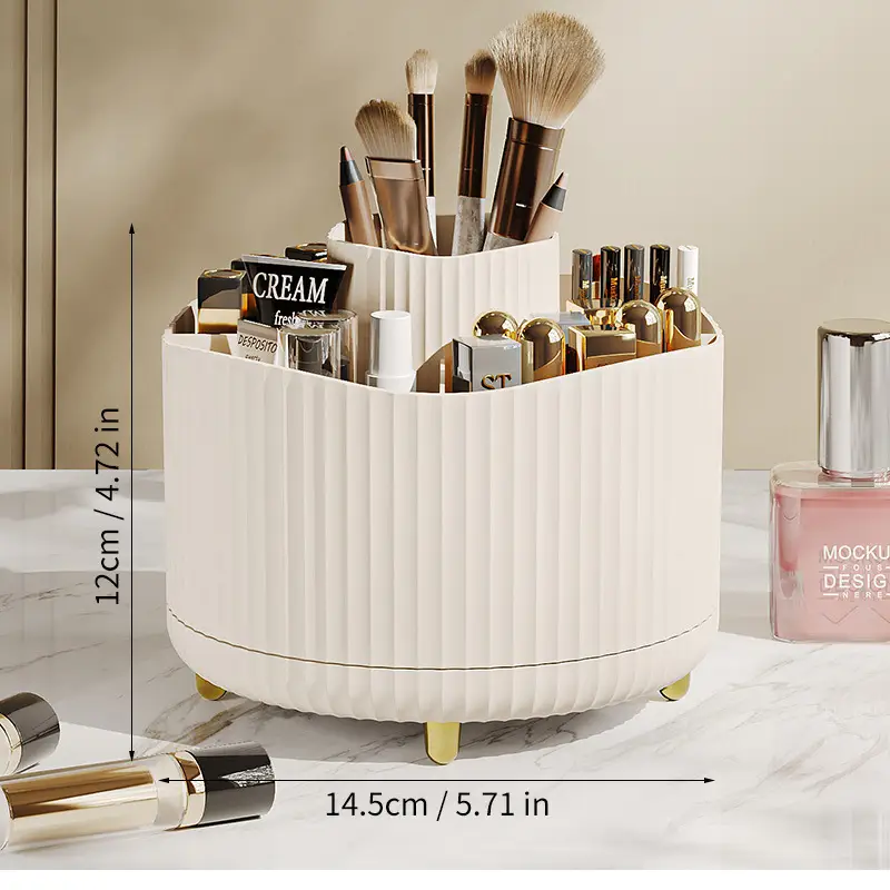 Digital Rotating Cosmetic Storage Cylinder with Pen Holder - Image 2