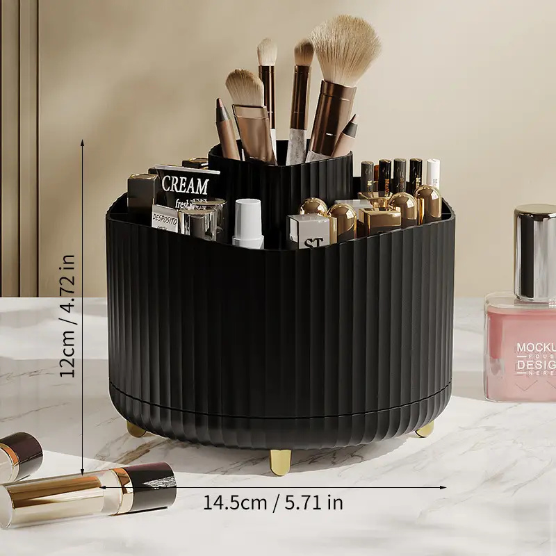 Digital Rotating Cosmetic Storage Cylinder with Pen Holder - Image 3