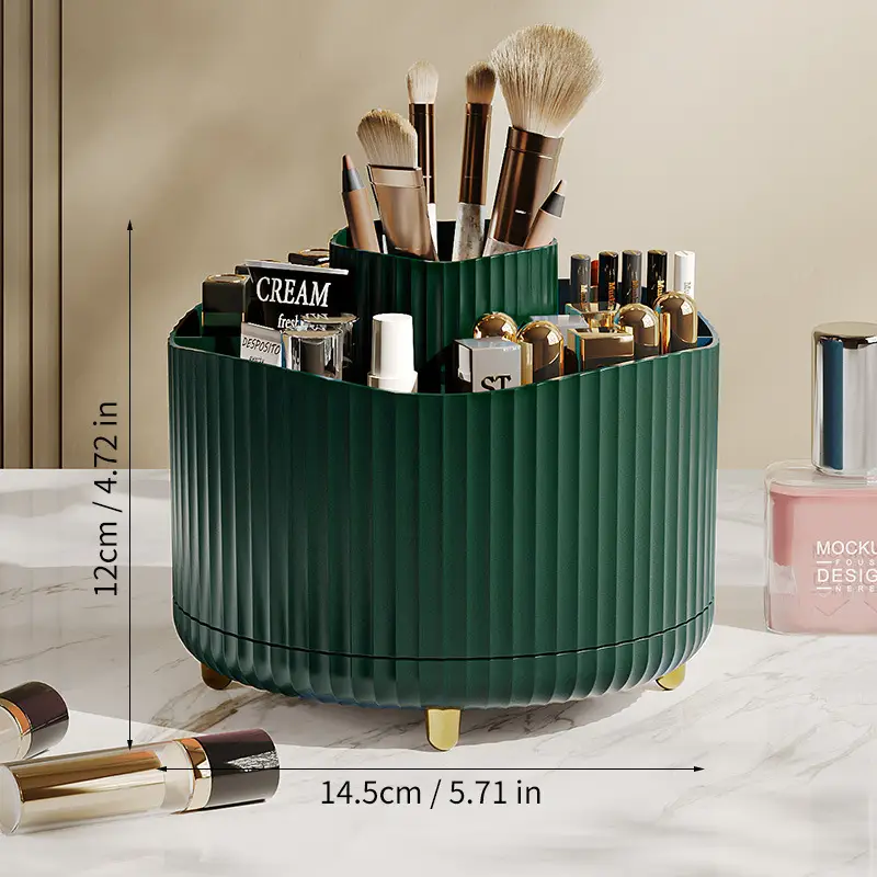 Digital Rotating Cosmetic Storage Cylinder with Pen Holder - Image 4