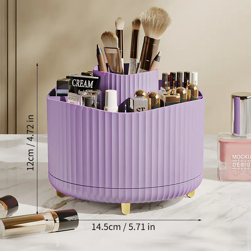 Digital Rotating Cosmetic Storage Cylinder with Pen Holder - Image 8