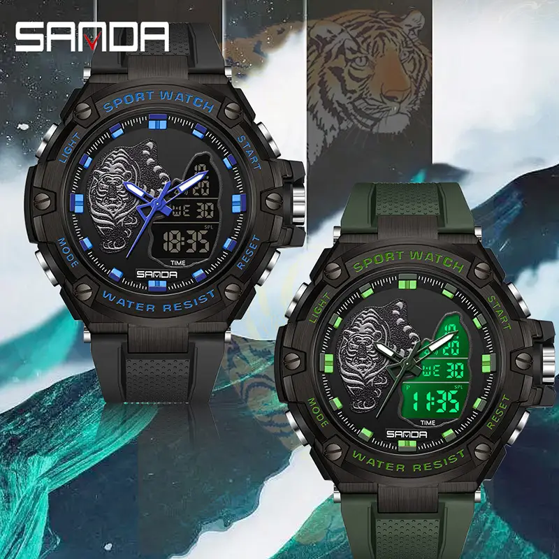 Sanda Black LED Digital Sport Watch for Men