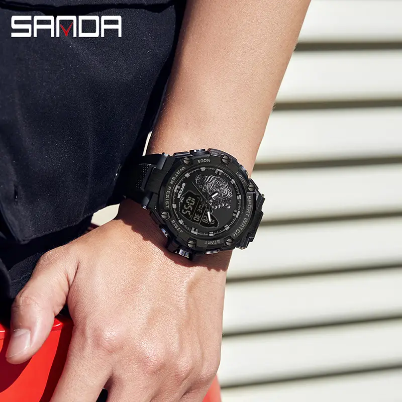Sanda Black LED Digital Sport Watch for Men