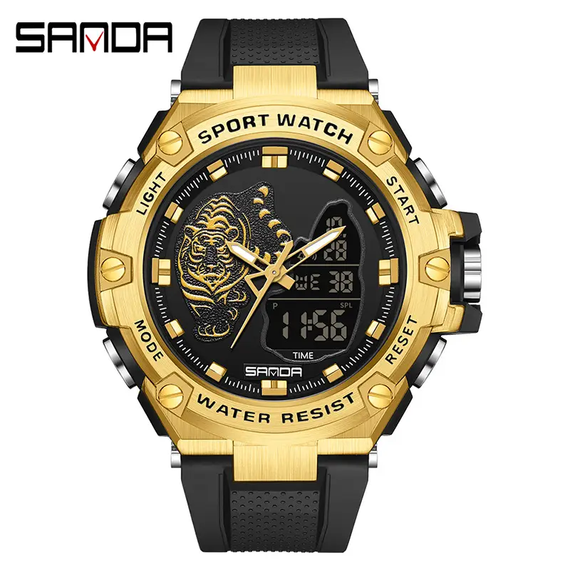 Sanda Black LED Digital Sport Watch for Men