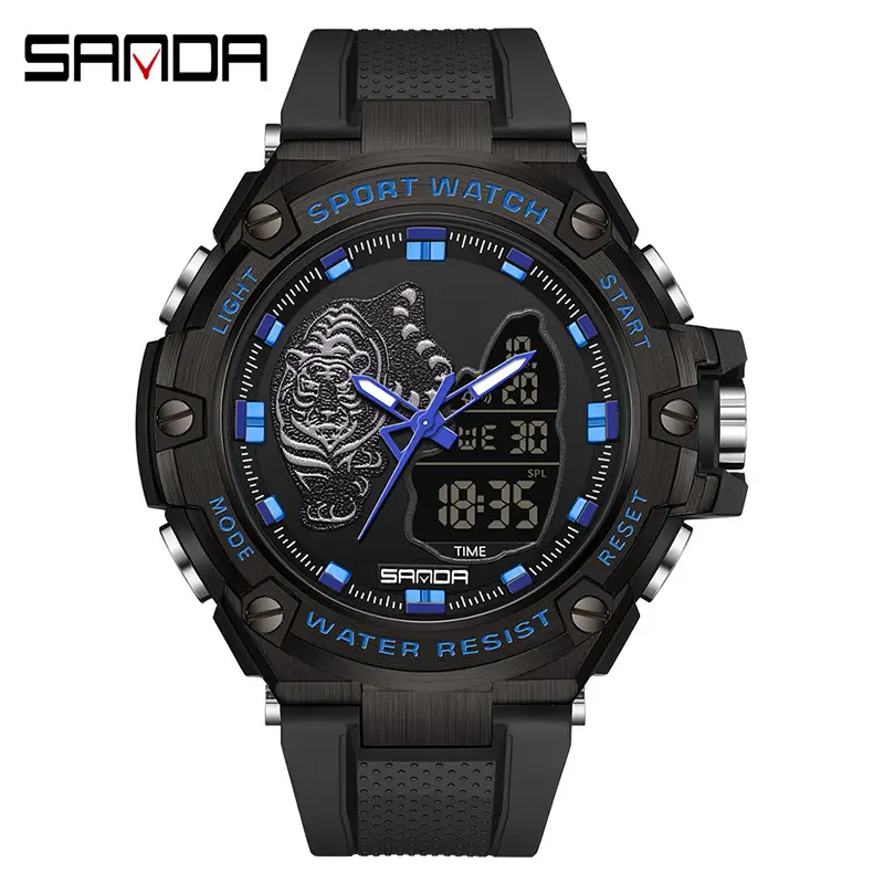 Sanda Black LED Digital Sport Watch for Men