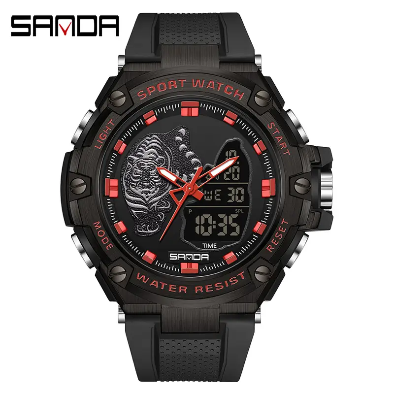 Sanda Black LED Digital Sport Watch for Men