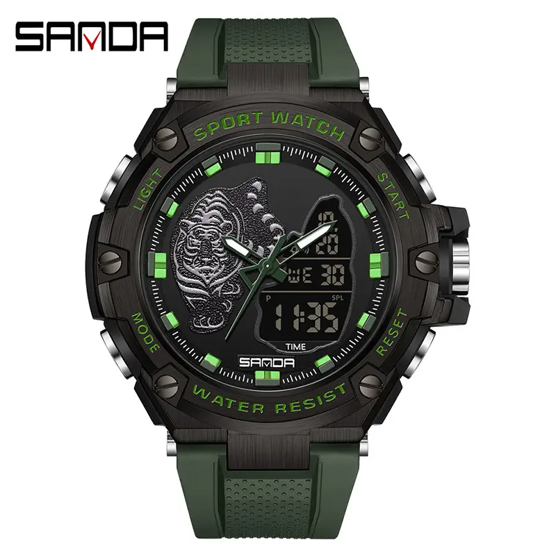 Sanda Black LED Digital Sport Watch for Men
