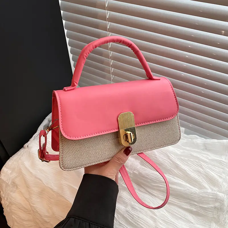 Pink & Beige Lock Bag for Women 2024 - Image 5