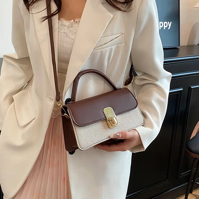 Pink & Beige Lock Bag for Women 2024 - Image 6