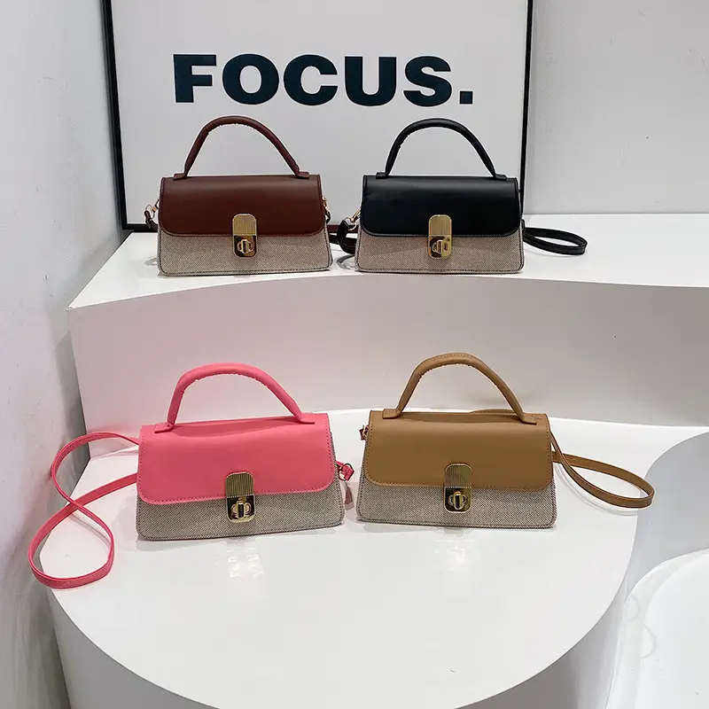 Pink & Beige Lock Bag for Women 2024 - Image 8