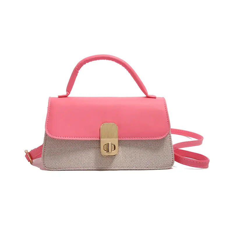 Pink & Beige Lock Bag for Women 2024 - Image 9