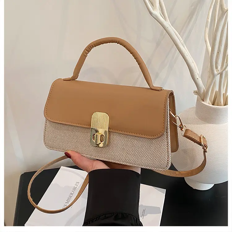 Pink & Beige Lock Bag for Women 2024 - Image 2
