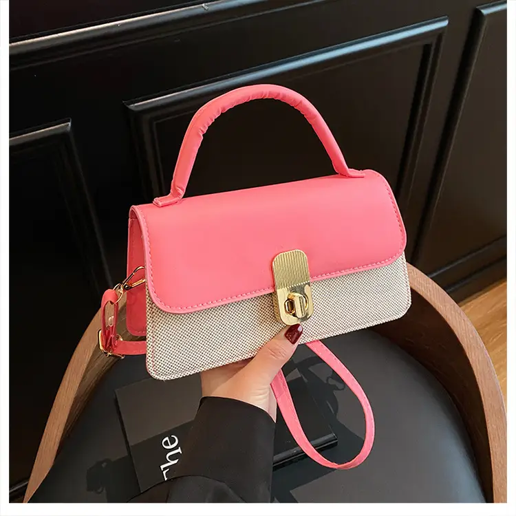 Pink & Beige Lock Bag for Women 2024 - Image 4