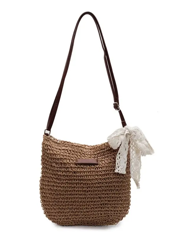 Women Woven Straw Shoulder Bag Spring Summer 2025