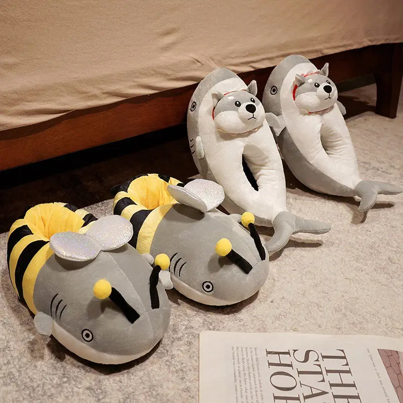Winter Plush Shark Dog Slippers for Adults - Image 4