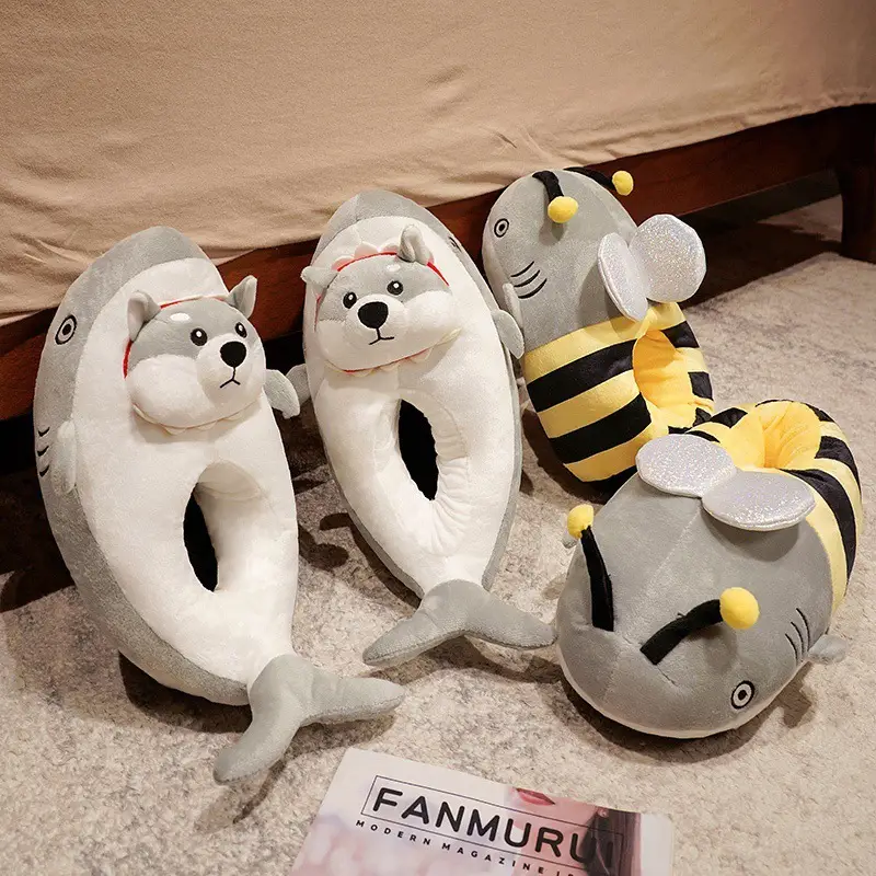 Winter Plush Shark Dog Slippers for Adults - Image 5