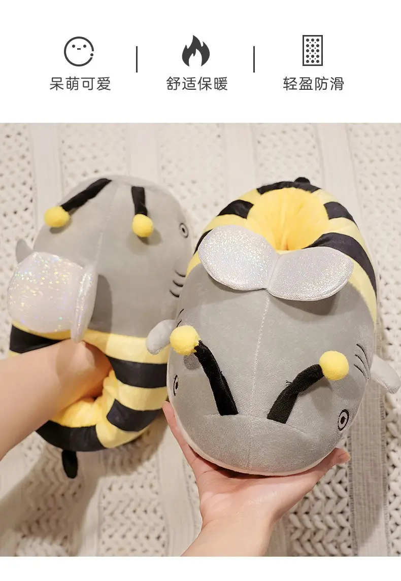 Winter Plush Shark Dog Slippers for Adults — feature 11