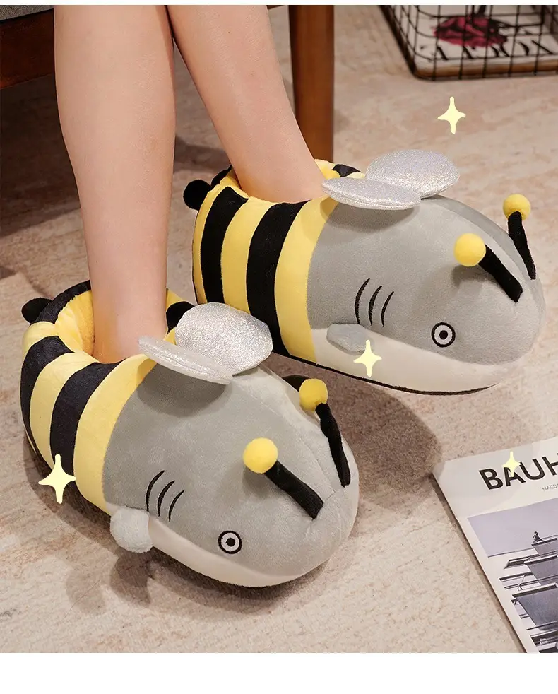 Winter Plush Shark Dog Slippers for Adults — feature 5