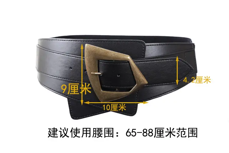 Women's Wide Black Copper Belt with Pin Buckle — feature 2
