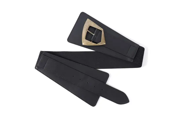 Women's Wide Black Copper Belt with Pin Buckle — feature 3