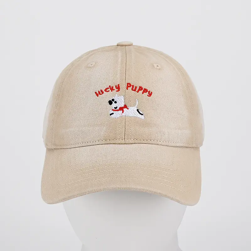 Pure Cotton Vintage Dog Cap with "Wacky Puppy" Embroidery - Image 8