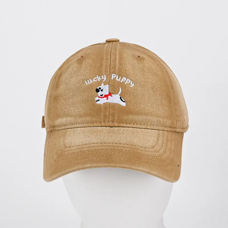 Pure Cotton Vintage Dog Cap with "Wacky Puppy" Embroidery - Image 9