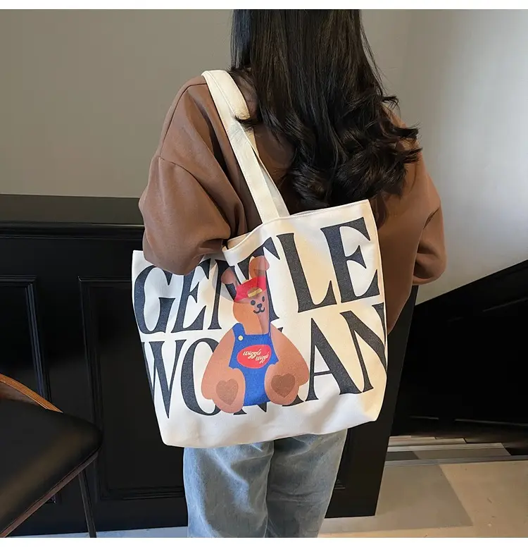 Women Crossbody Canvas Tote Bag with Teddy Bear Design — feature 15