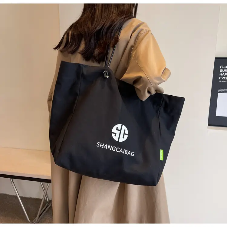Women Large Capacity Canvas Tote Bag Gold Brand Logo — feature 27